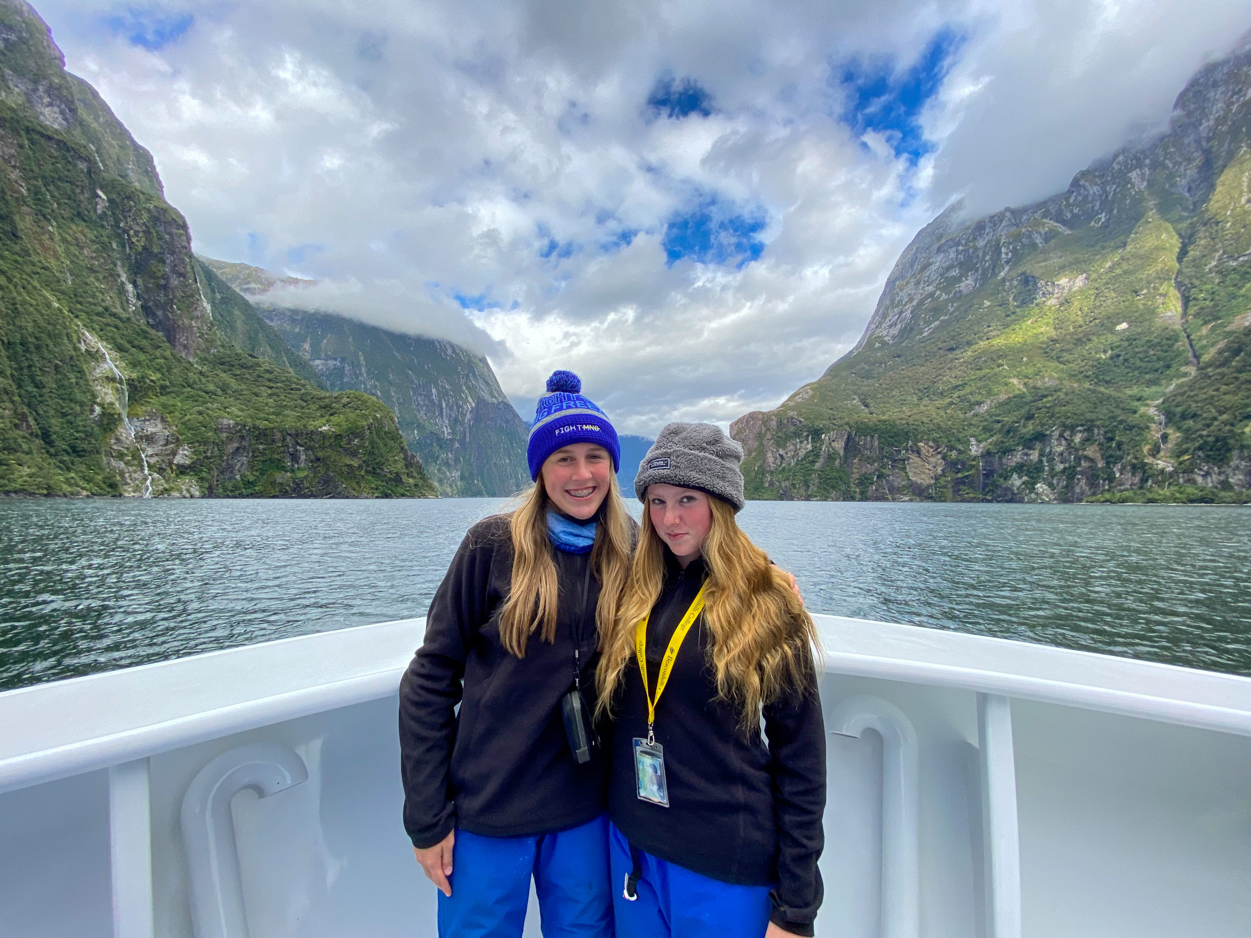 Two Beaconhills College students cruising through Milford Sound.