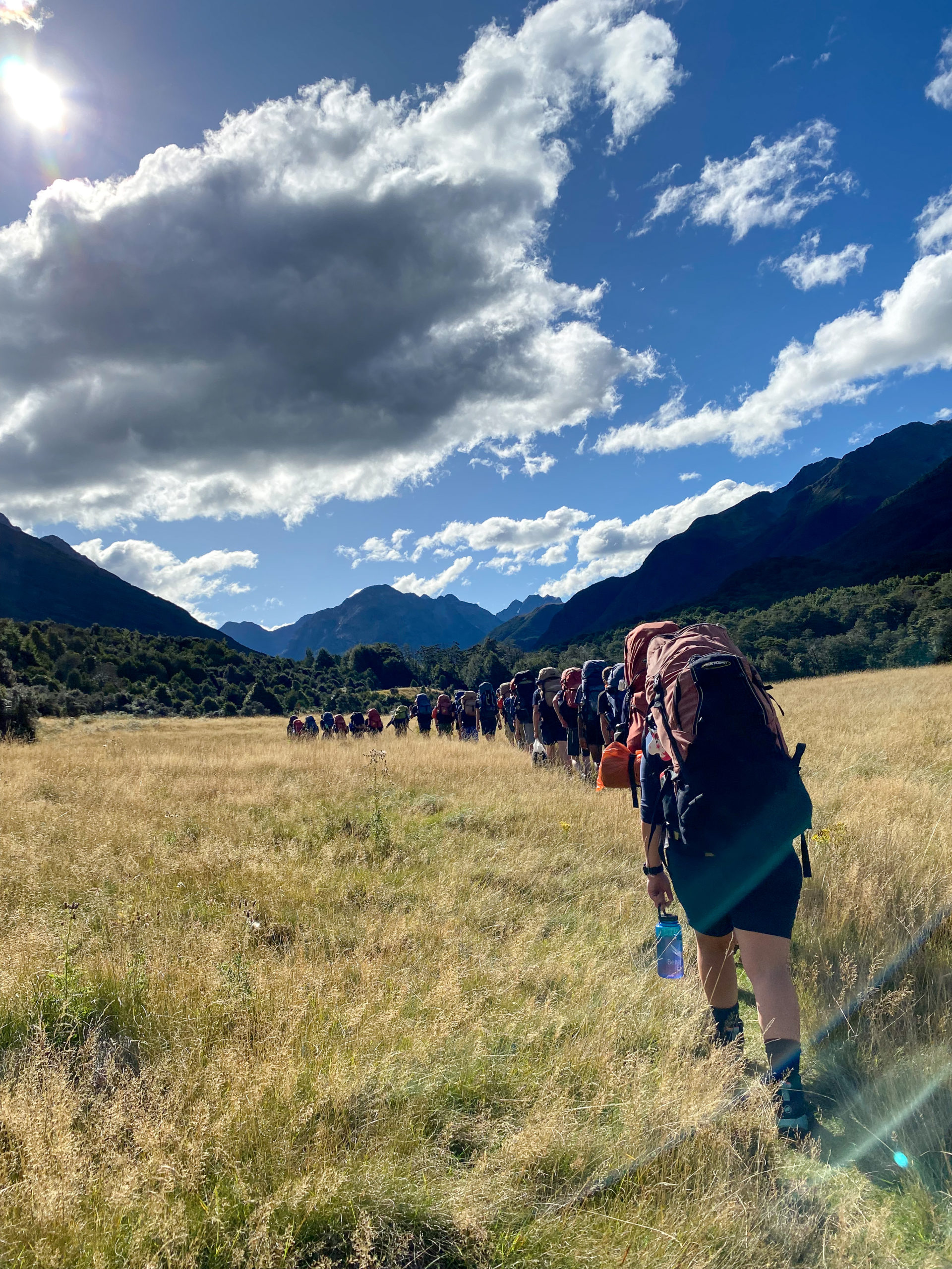Beaconhills College students hiking in New Zealand.