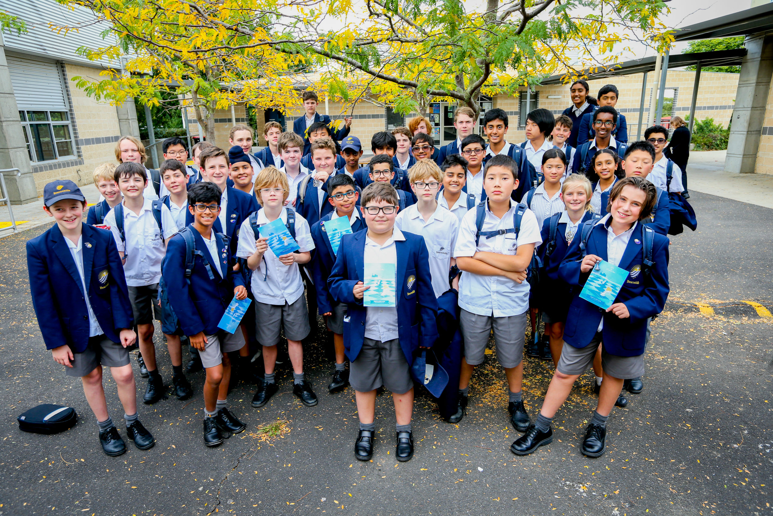Beaconhills College students after competing in the Northern Star Chess Tournament in Pakenham.