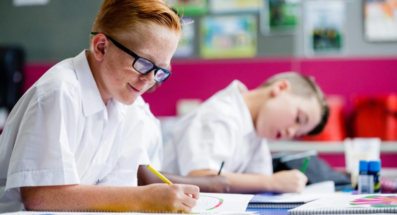 Students colouring at Beaconhills College