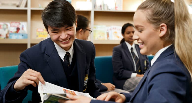 Local and international students studying