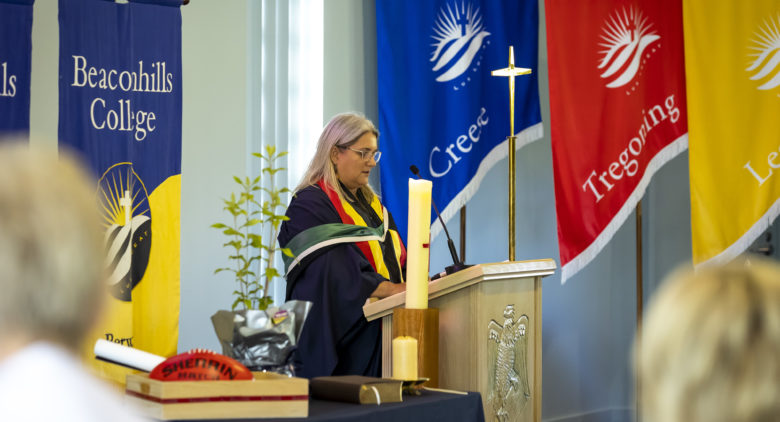 Lynette George at a lectern